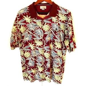 Cutter & Buck Mens Polo Shirt Multicolor Hawaiian Floral Short Sleeve Collar L